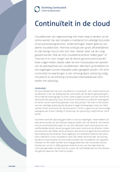 Continuïteit in de cloud - Stichting Continuïteit Internetdiensten