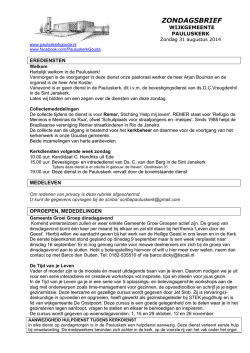 ZONDAGSBRIEF - Pauluskerk
