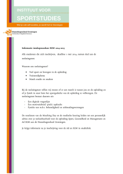 Informatie intakeprocedure SGM 2014