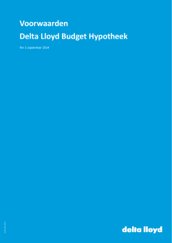 Voorwaarden Delta Lloyd Budget Hypotheek