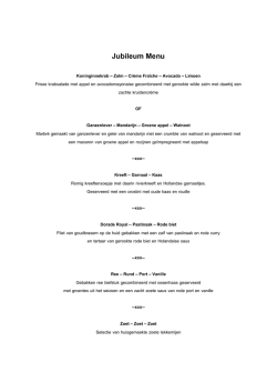 Jubileum Menu - Restaurant de Oude Toren