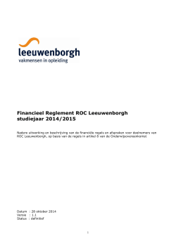Financieel Reglement ROC Leeuwenborgh studiejaar 2014/2015