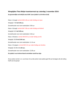 Weegtijden Theo Meijer teamtoernooi op: zaterdag