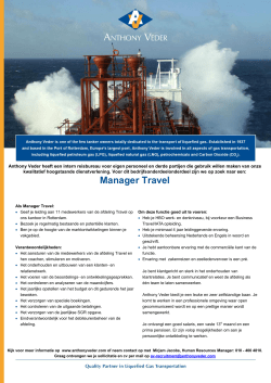 Manager Travel - Anthony Veder