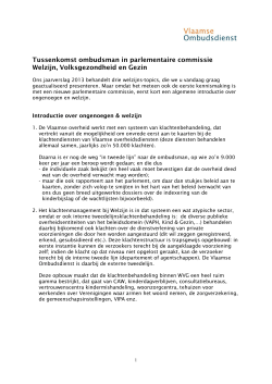 Tussenkomst ombudsman in parlementaire commissie Welzijn