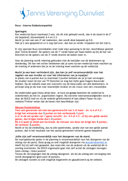 Duco - Interne Dubbelcompetitie Spelregels Een wedstrijd duurt