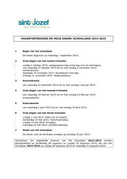 VAKANTIEPERIODES EN VRIJE DAGEN: SCHOOLJAAR 2014-2015