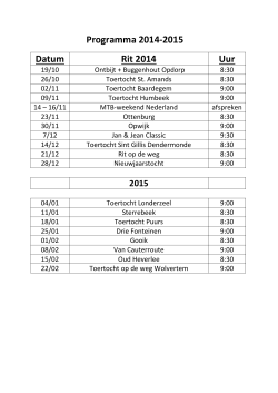 Programma 2014-2015 Datum Rit 2014 Uur