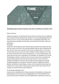 Inleiding boekpresentatie TimeZone door Ben van