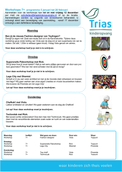 het activiteiten programma van 5 januari t/m 20 februari