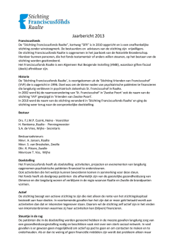Jaarbericht 2013 - Franciscusfonds