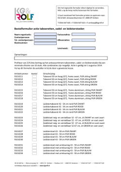 Bestelformulier actie taboeretten, zadel- en leidsterstoelen