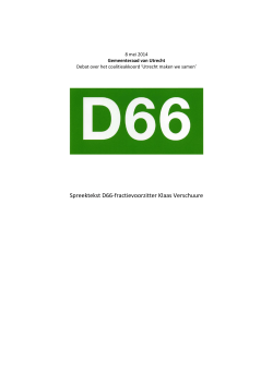 Bijdrage Klaas Verschuure debat coalitieakkoord - D66