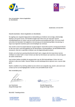 2014-05 Brief scholen toelatingscriteria dyslexiebehandeling