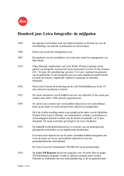 Honderd jaar Leica fotografie: de mijlpalen - Leica POP
