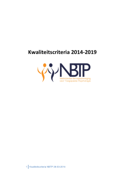 Kwaliteitscriteria 2014-2019 NBTP