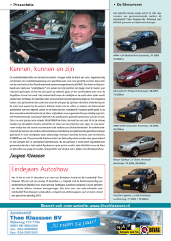 Eindejaars Autoshow Kennen, kunnen en zijn