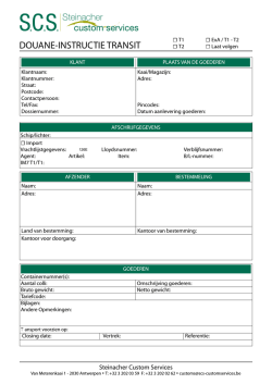 DOUANE-INSTRUCTIE TRANSIT - Steinacher Custom Services