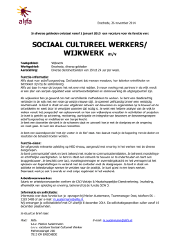 SOCIAAL CULTUREEL WERKERS/ WIJKWERK m/v