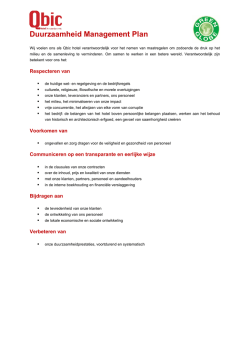 Duurzaamheid Management Plan