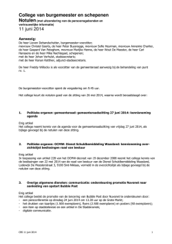 College van burgemeester en schepenen 11 juni - Stad Sint