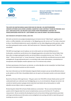 Persbericht SKO contracteert TNS-NIPO en Kantar