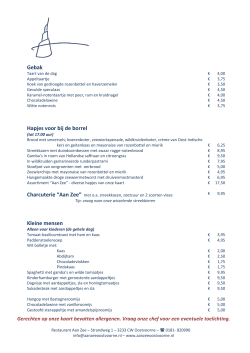 Menukaart - Restaurant Aan Zee Oostvoorne