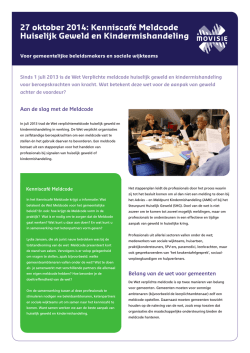 Uitnodiging Kenniscafe Meldcode HGKM 27 oktober