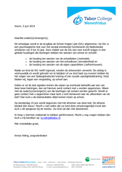 Dit schooljaar wordt in de brugklas de School Vragen Lijst (SVL)