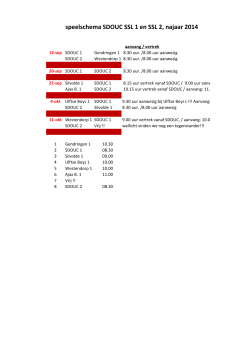 Wedstrijdschema SDOUC SSL1 en SSL 2 najaar 2014