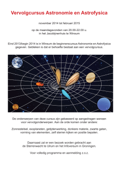 Vervolgcursus Astronomie en Astrofysica
