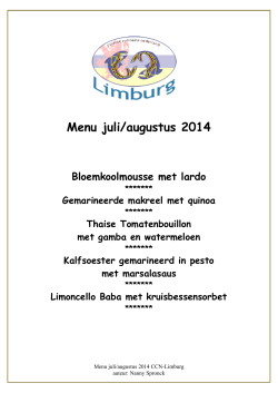 Menu juli/augustus 2014 - Cuisine Culinaire Limburg