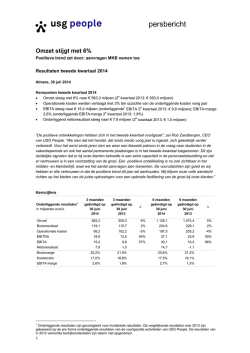 Tweede kwartaal- en halfjaarresultaten 2014