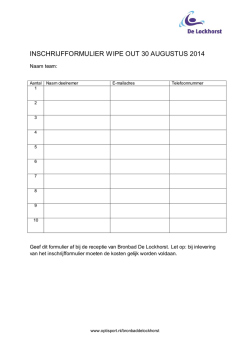 INSCHRIJFFORMULIER WIPE OUT 30 AUGUSTUS 2014