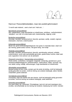 Hand-out: Persoonlijkheidsstoornissen, maar dan positief