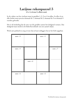 Werkblad bij Latijnse rekenpuzzel 3 (4 x 4, niveau 3, som)