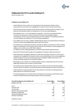 Halfjaarbericht Lavide Holding 29 augustus 2014