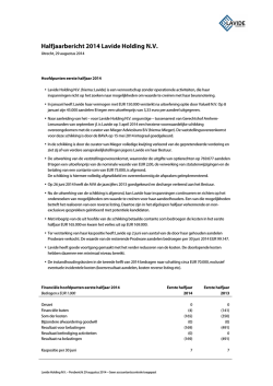 Halfjaarbericht Lavide Holding 29 augustus 2014