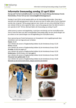 Informatie Sneeuwdag zondag 13 april 2014