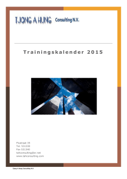 Trainingskalender 2015 - Tjong A Hung Consulting NV