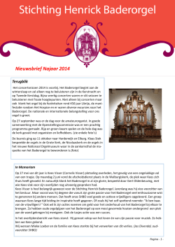 Nieuwsbrief Najaar 2014 - Stichting Henrick Bader Orgel
