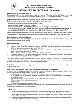 Informatieblad 1e Leerjaar 2014