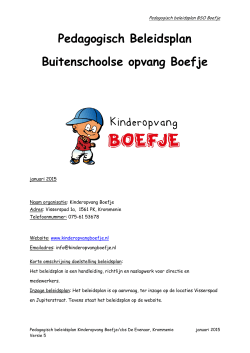 Pedagogisch Beleidsplan bso boefje Visserspad jan 2015