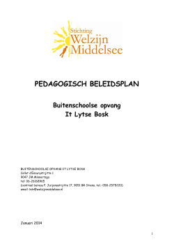 PEDAGOGISCH BELEIDSPLAN - Stichting Welzijn Middelsee