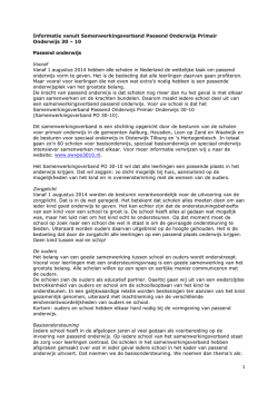 Informatie vanuit Samenwerkingsverband Passend