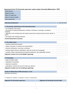 Assessment form VU University supervisor master project