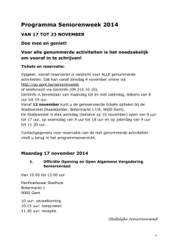 Meer informatie over Seniorenweek 2014Programma