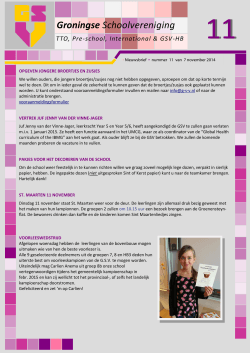 Nieuwsbrief 11 07.11.2014 - Groningse Schoolvereniging