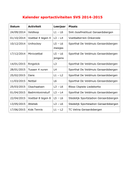 Kalender sportactiviteiten SVS 2014-2015