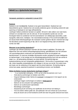 Beleid t.a.v. dyslectische leerlingen